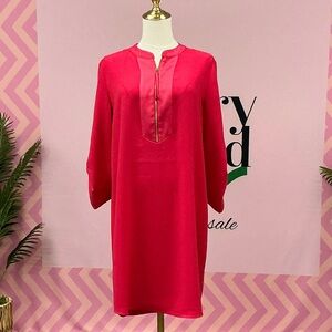 Trina Turk Fuchsia Shift Dress with Zip Placket